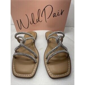 Wild Pair Gabryell Embellished Sandals, Silver, Women Size 6.5M Item#734